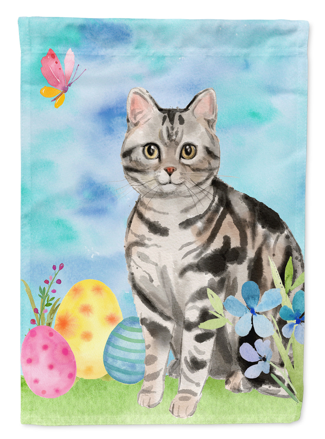 American Shorthair Easter Eggs Flag Canvas House Size CK3134CHF  the-store.com.
