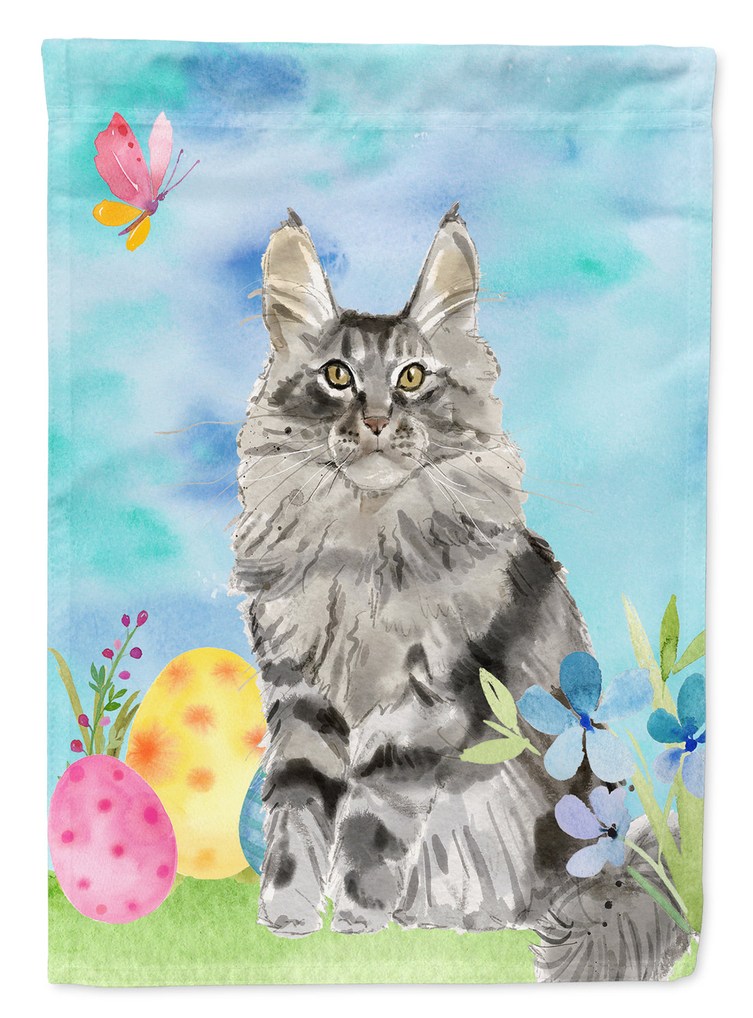 Maine Coon Easter Eggs Flag Canvas House Size CK3139CHF