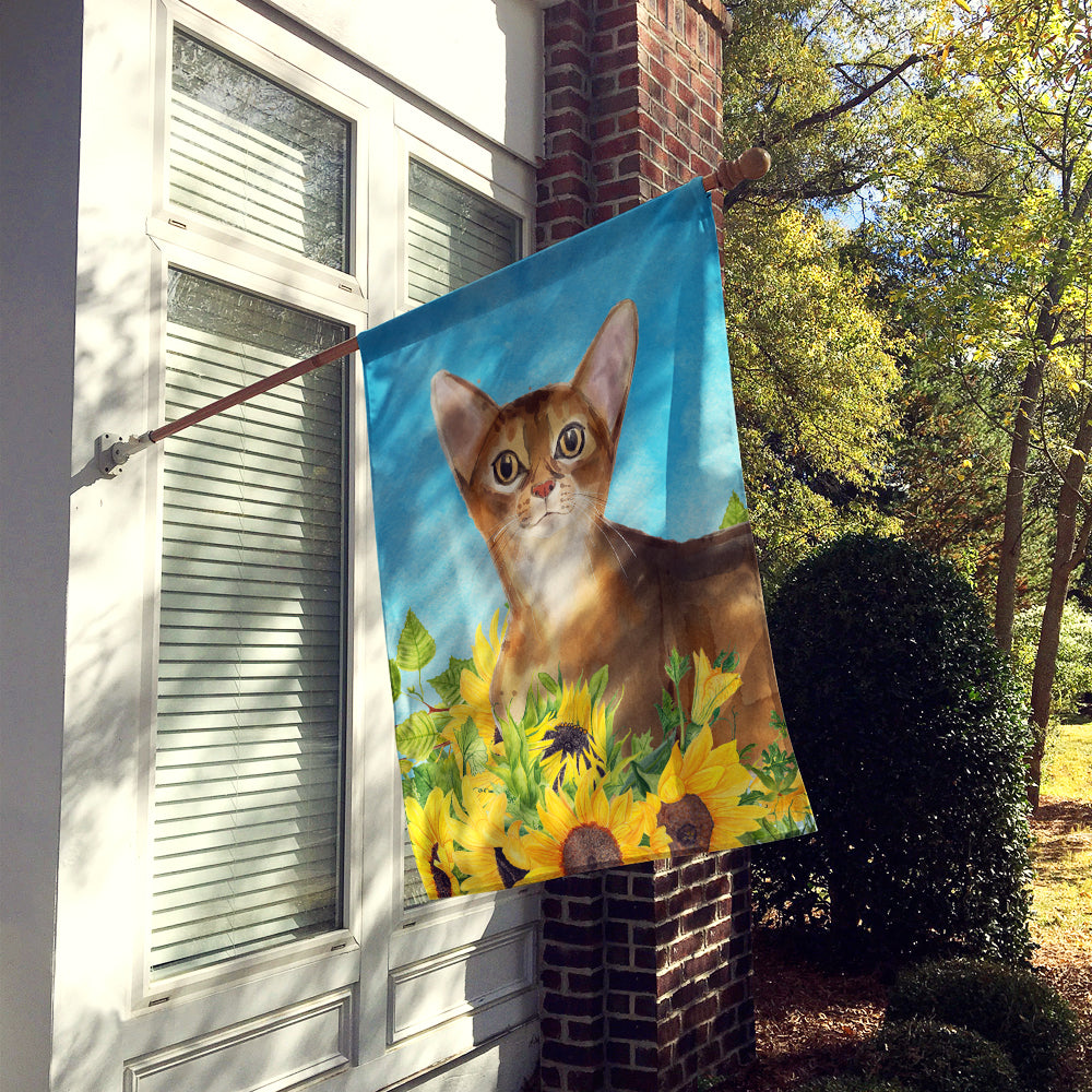 Abyssinian in Sunflowers Flag Canvas House Size CK3147CHF