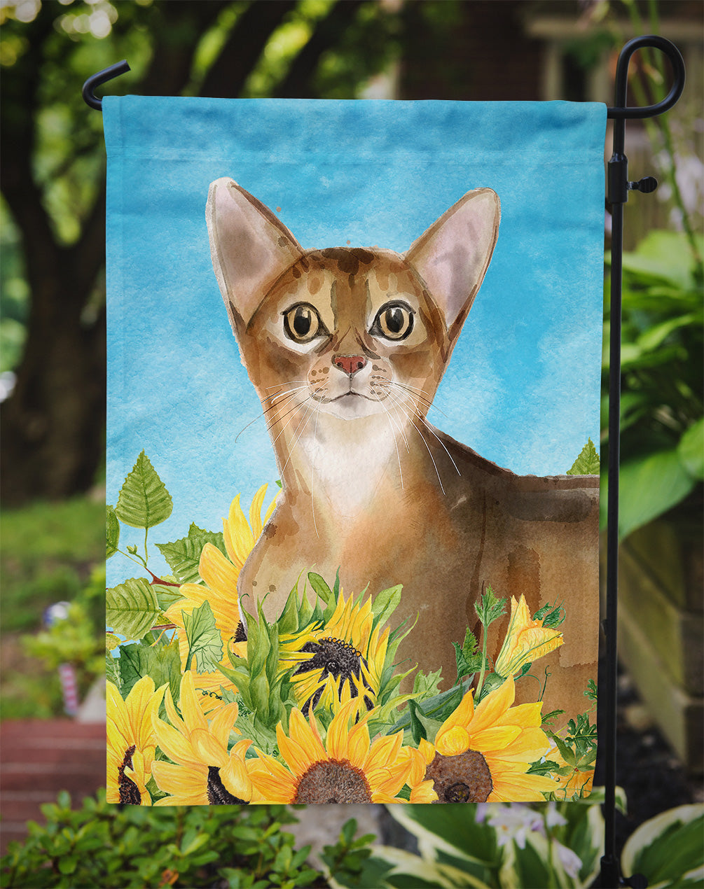 Abyssinian in Sunflowers Flag Garden Size CK3147GF  the-store.com.