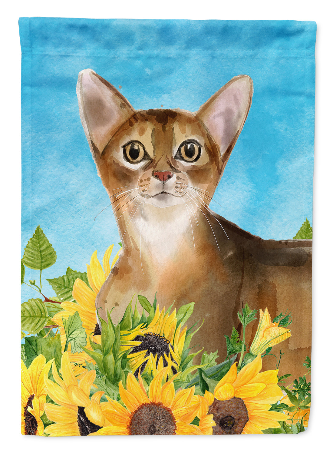 Abyssinian in Sunflowers Flag Garden Size CK3147GF  the-store.com.