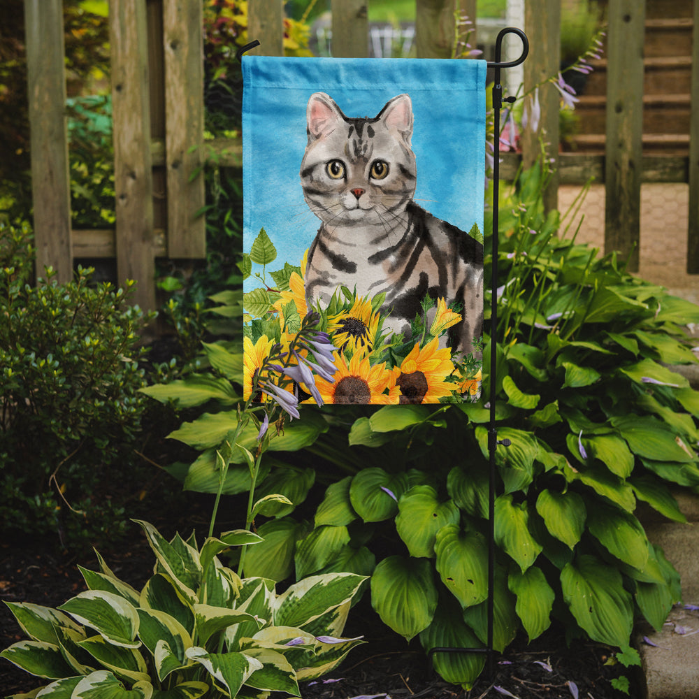 American Shorthair in Sunflowers Flag Garden Size CK3149GF  the-store.com.