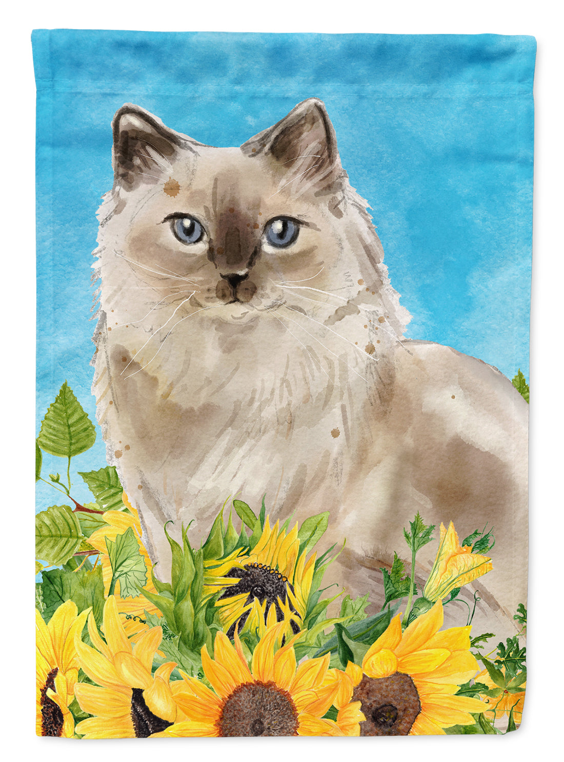 Ragdoll in Sunflowers Flag Canvas House Size CK3157CHF