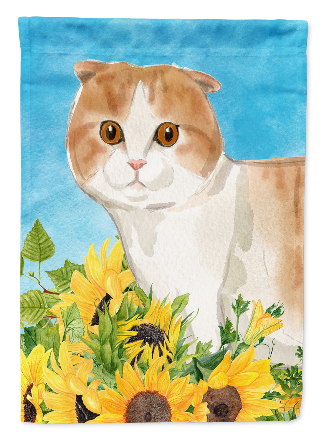 Scottish Fold in Sunflowers Flag Canvas House Size CK3158CHF