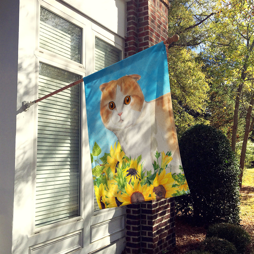 Scottish Fold in Sunflowers Flag Canvas House Size CK3158CHF  the-store.com.