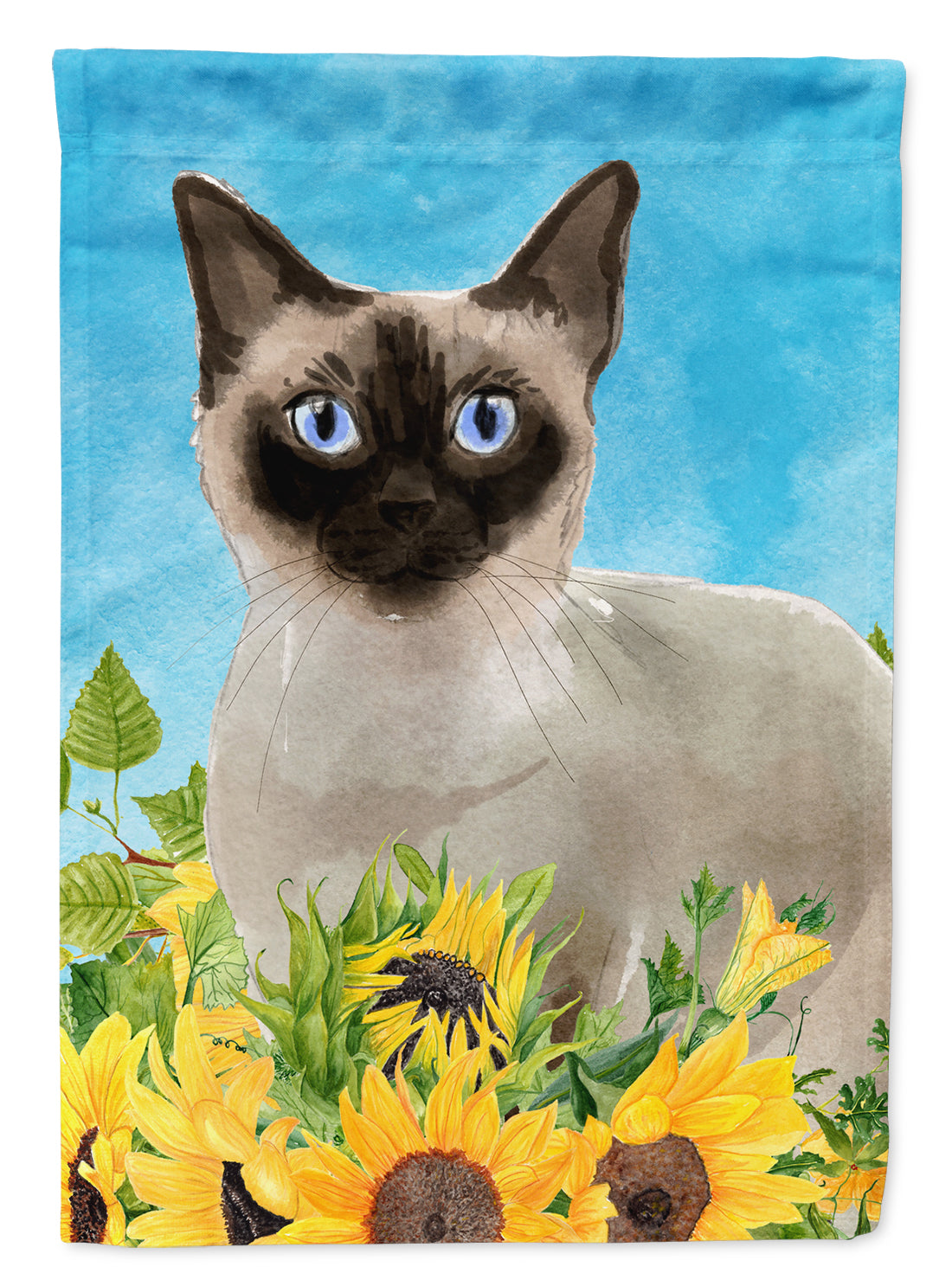 Siamese in Sunflowers Flag Canvas House Size CK3159CHF