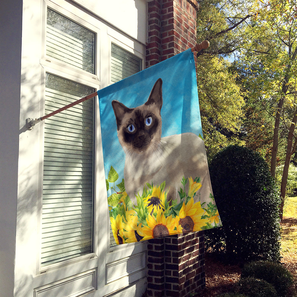 Siamese in Sunflowers Flag Canvas House Size CK3159CHF  the-store.com.