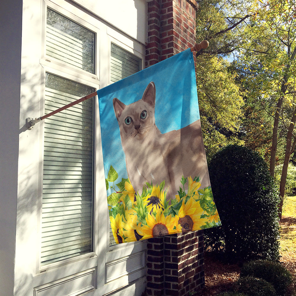 Tonkinese in Sunflowers Flag Canvas House Size CK3161CHF  the-store.com.