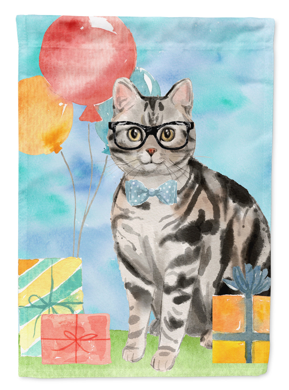 American Shorthair Happy Birthday Flag Canvas House Size CK3164CHF  the-store.com.