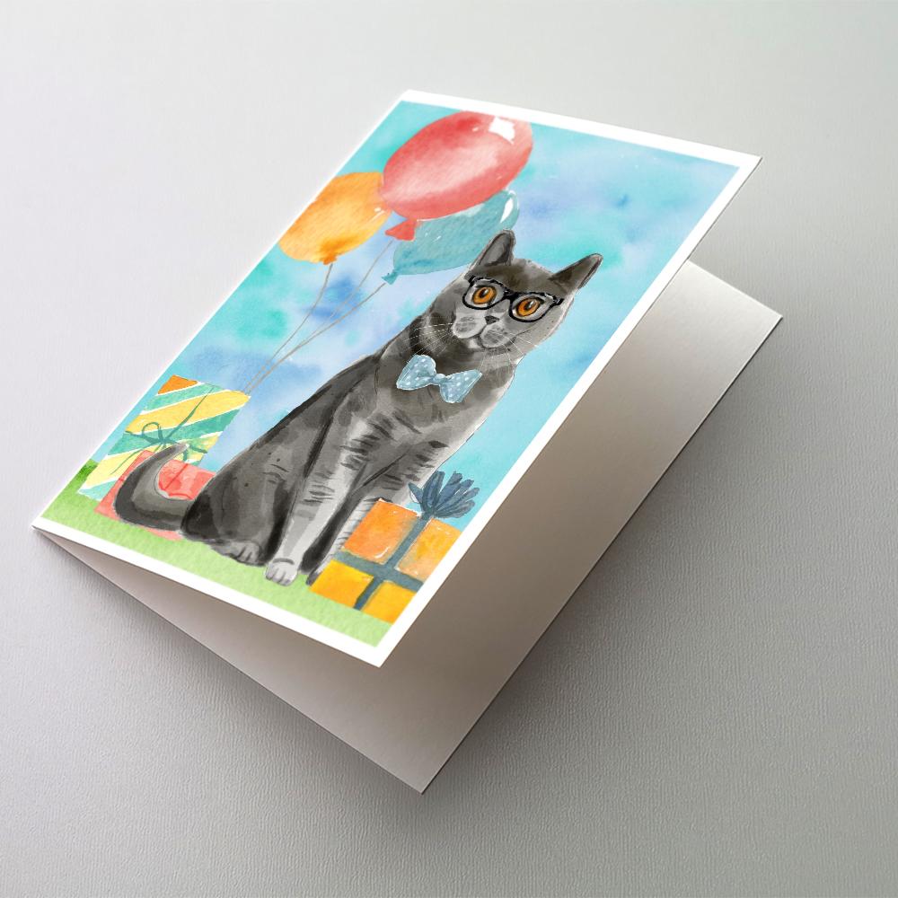 Buy this British Shorthair Happy Birthday Greeting Cards and Envelopes Pack of 8