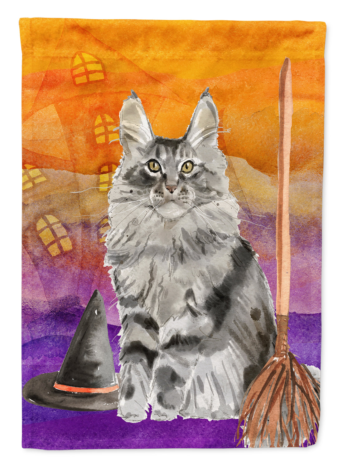 Maine Coon Halloween Flag Canvas House Size CK3184CHF  the-store.com.