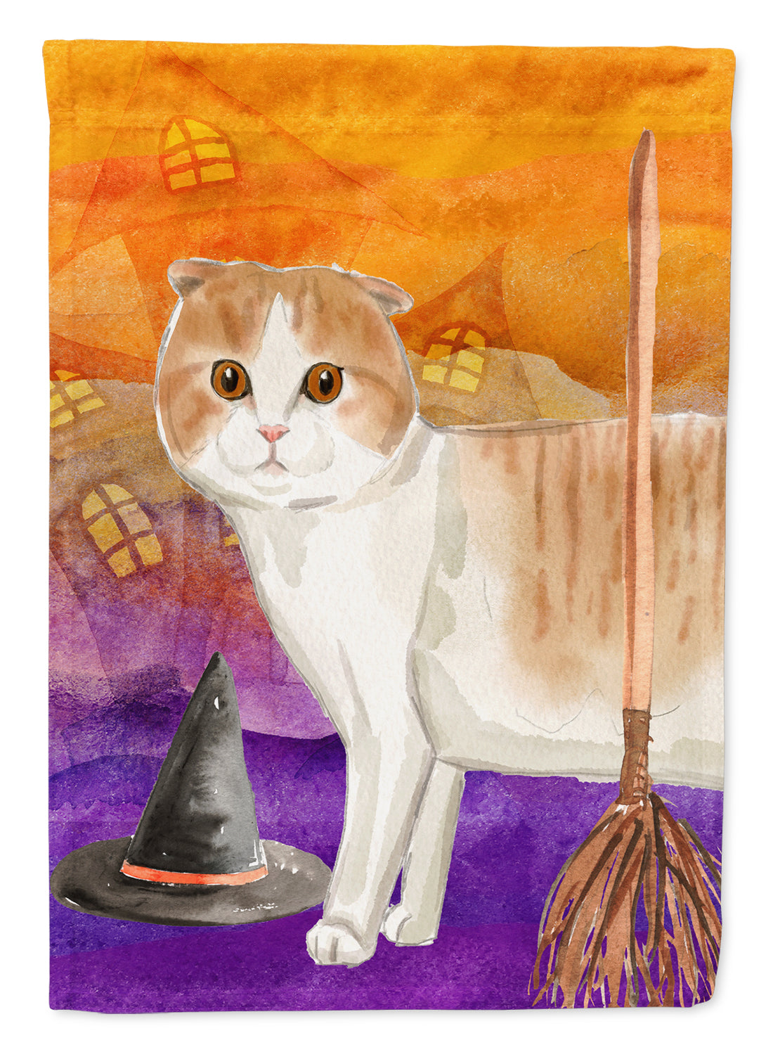 Scottish Fold Halloween Flag Canvas House Size CK3188CHF  the-store.com.