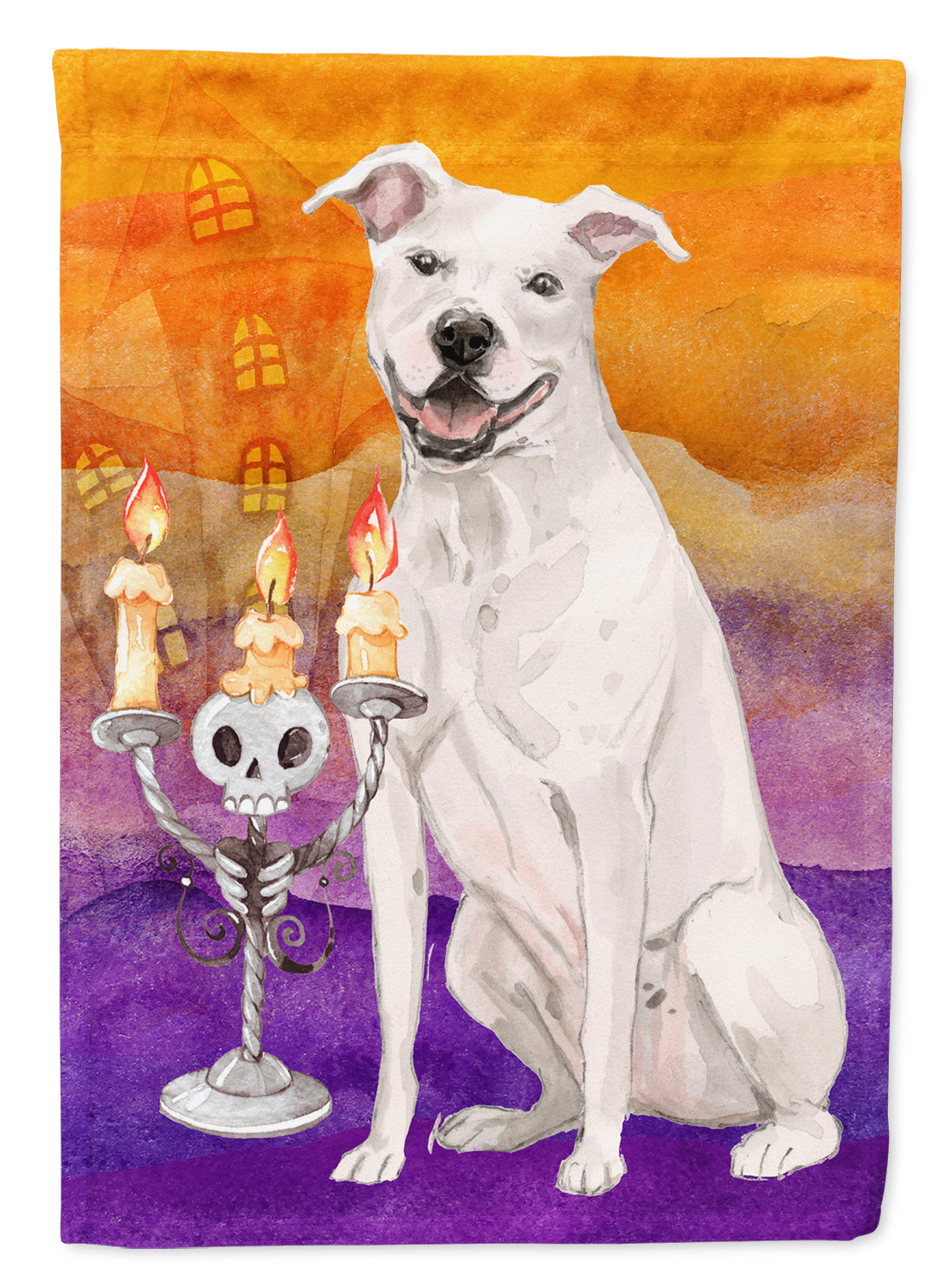 Hallween White Staffordshire Bull Terrier Flag Canvas House Size CK3195CHF