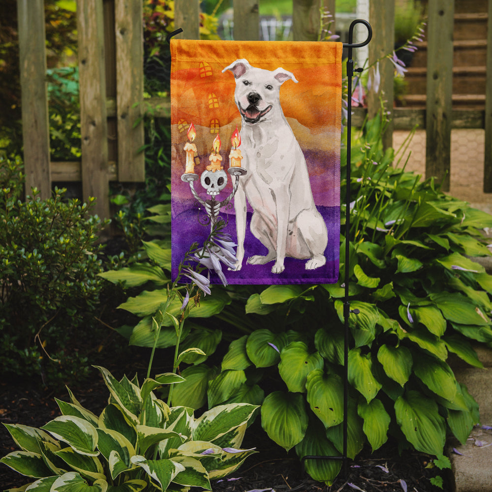 Hallween White Staffordshire Bull Terrier Flag Garden Size CK3195GF