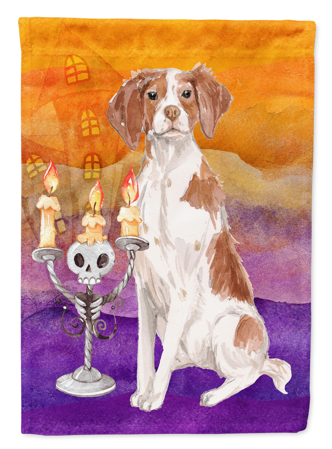 Hallween Brittany Spaniel Flag Canvas House Size CK3198CHF  the-store.com.