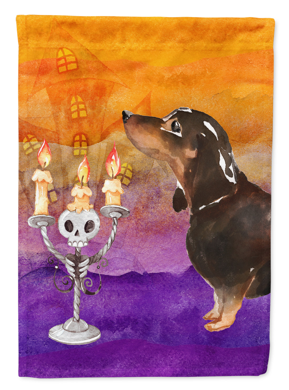 Hallween Black and Tan Dachshund Flag Canvas House Size CK3204CHF  the-store.com.