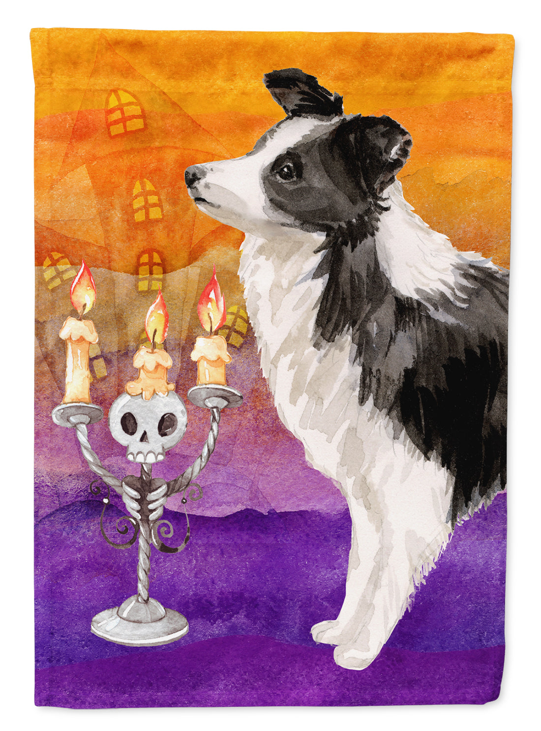 Hallween Border Collie Flag Canvas House Size CK3207CHF  the-store.com.