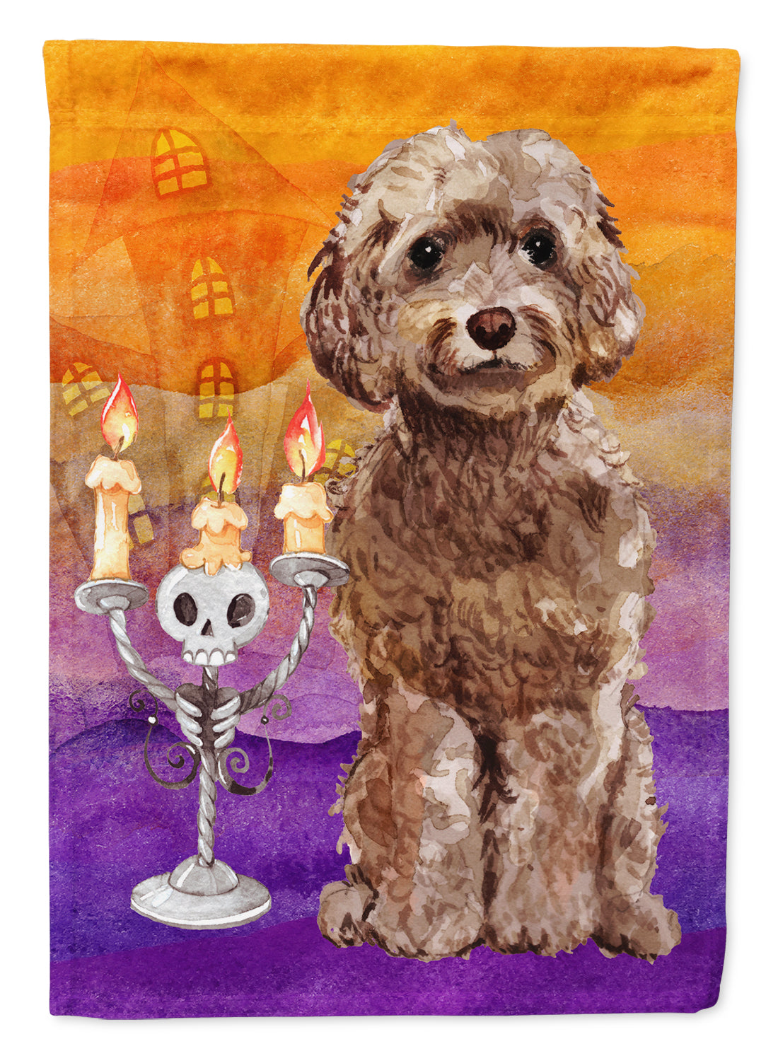 Hallween Brown Cockapoo Flag Canvas House Size CK3208CHF
