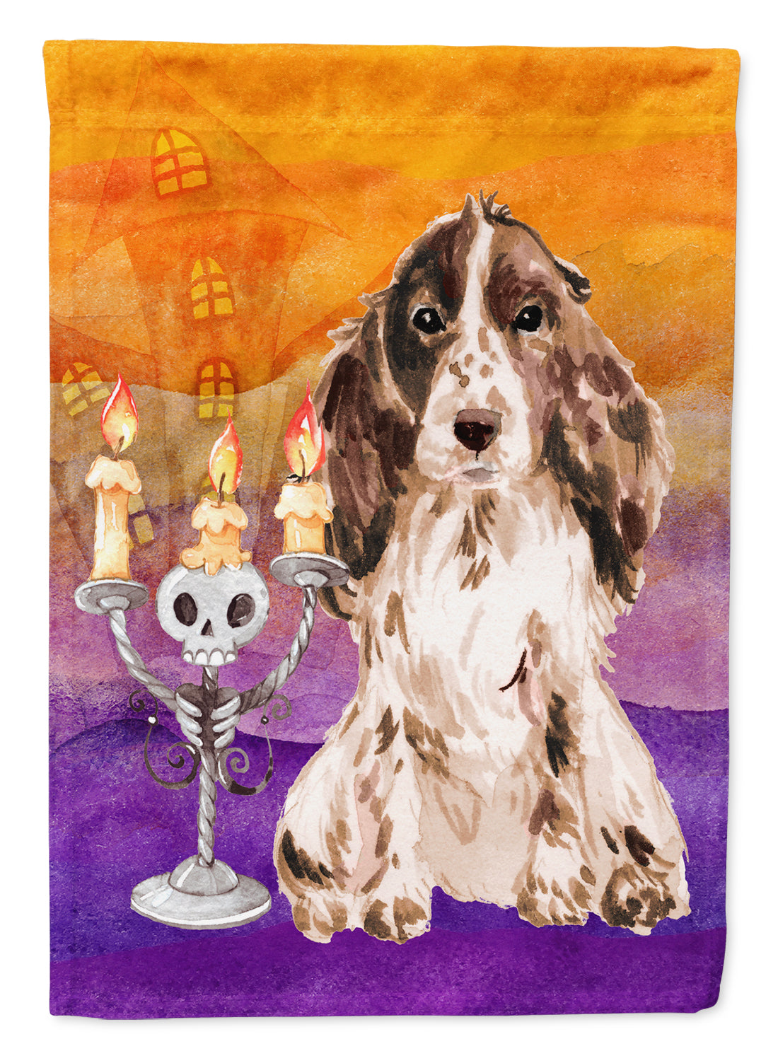 Hallween Chocolate Parti Cocker Spaniel Flag Canvas House Size CK3211CHF  the-store.com.