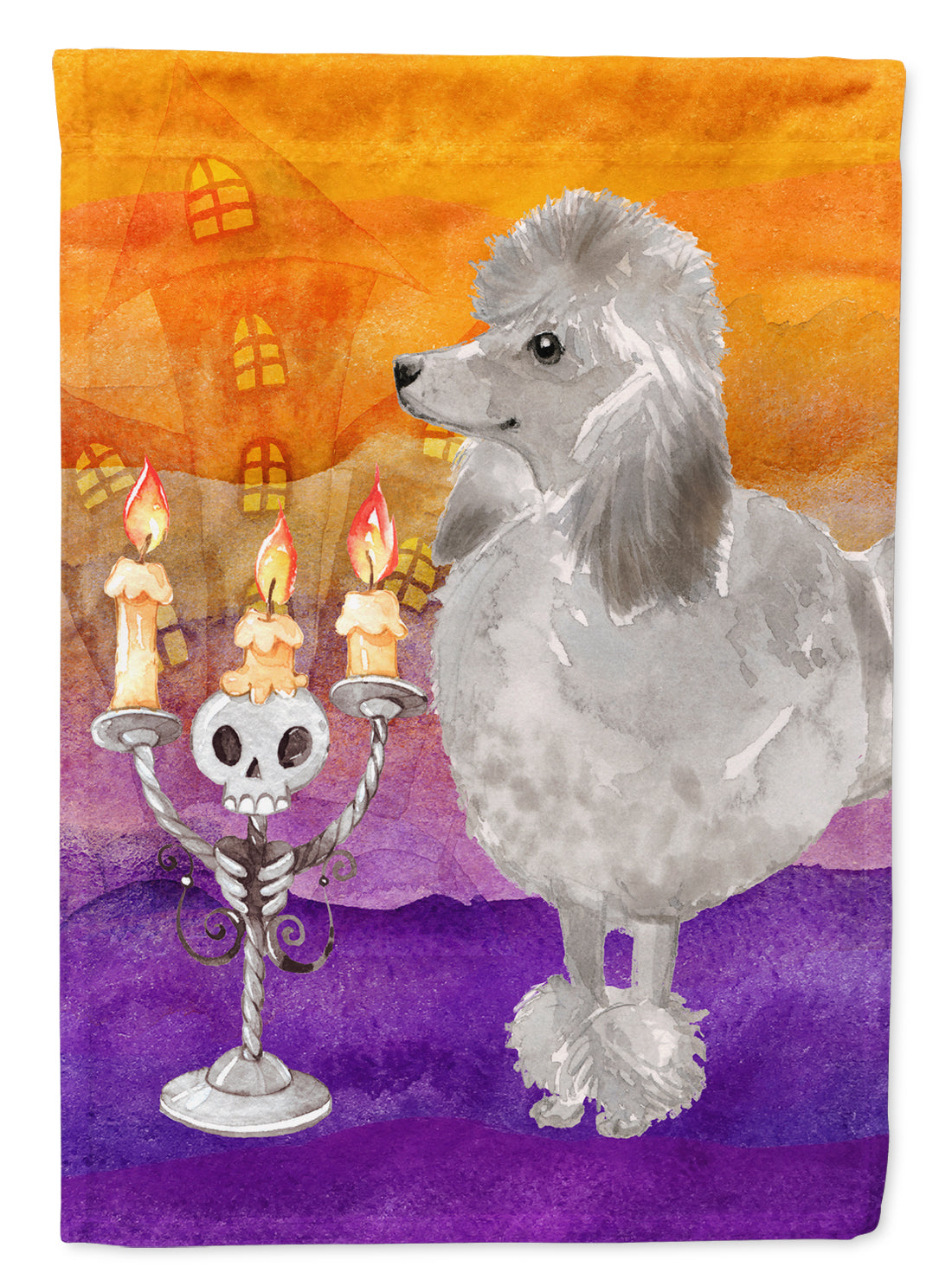 Hallween Silver Poodle Flag Canvas House Size CK3219CHF