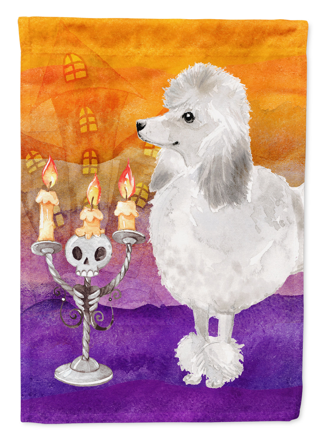 Hallween Silver Poodle Flag Canvas House Size CK3220CHF