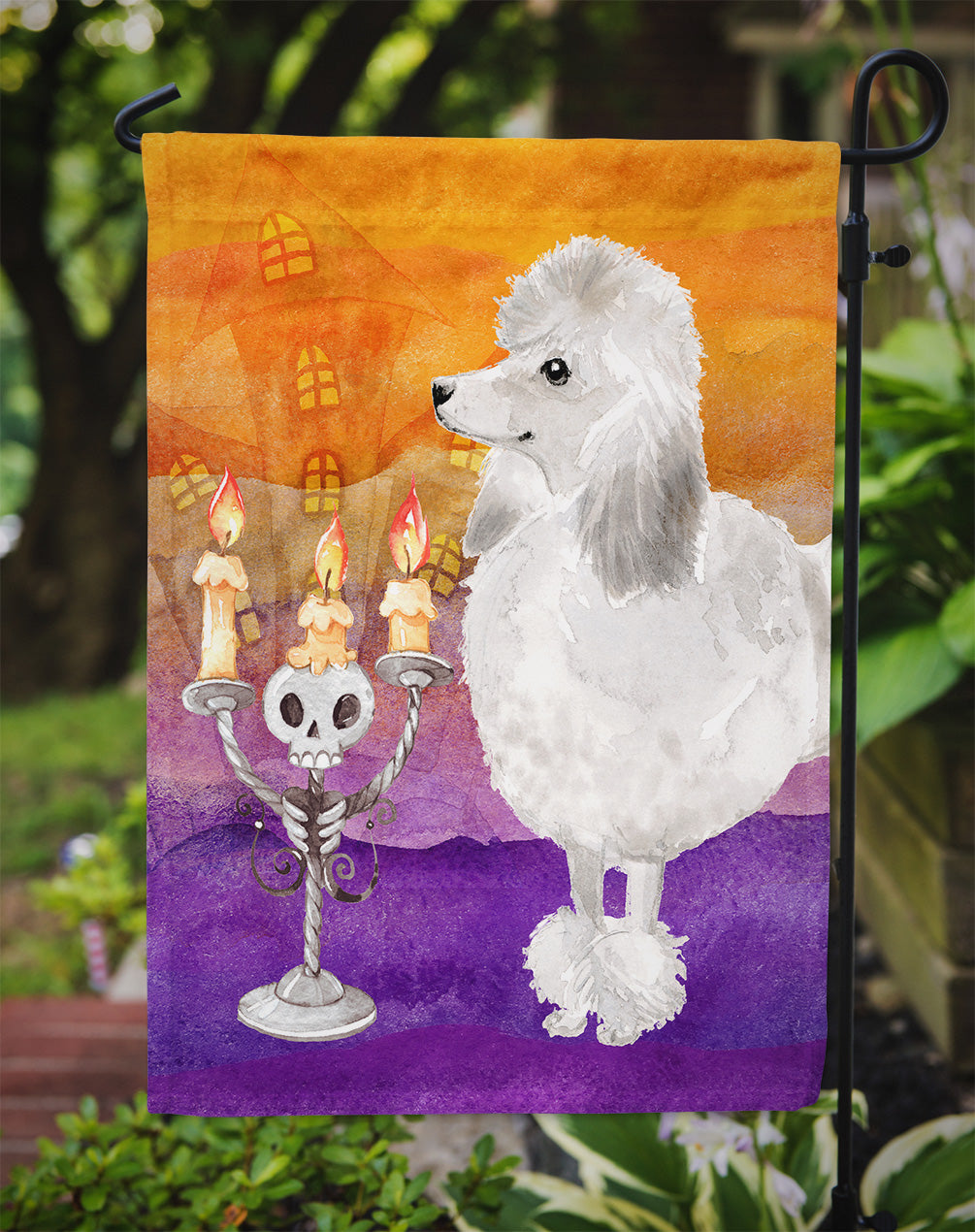 Hallween Silver Poodle Flag Garden Size CK3220GF  the-store.com.