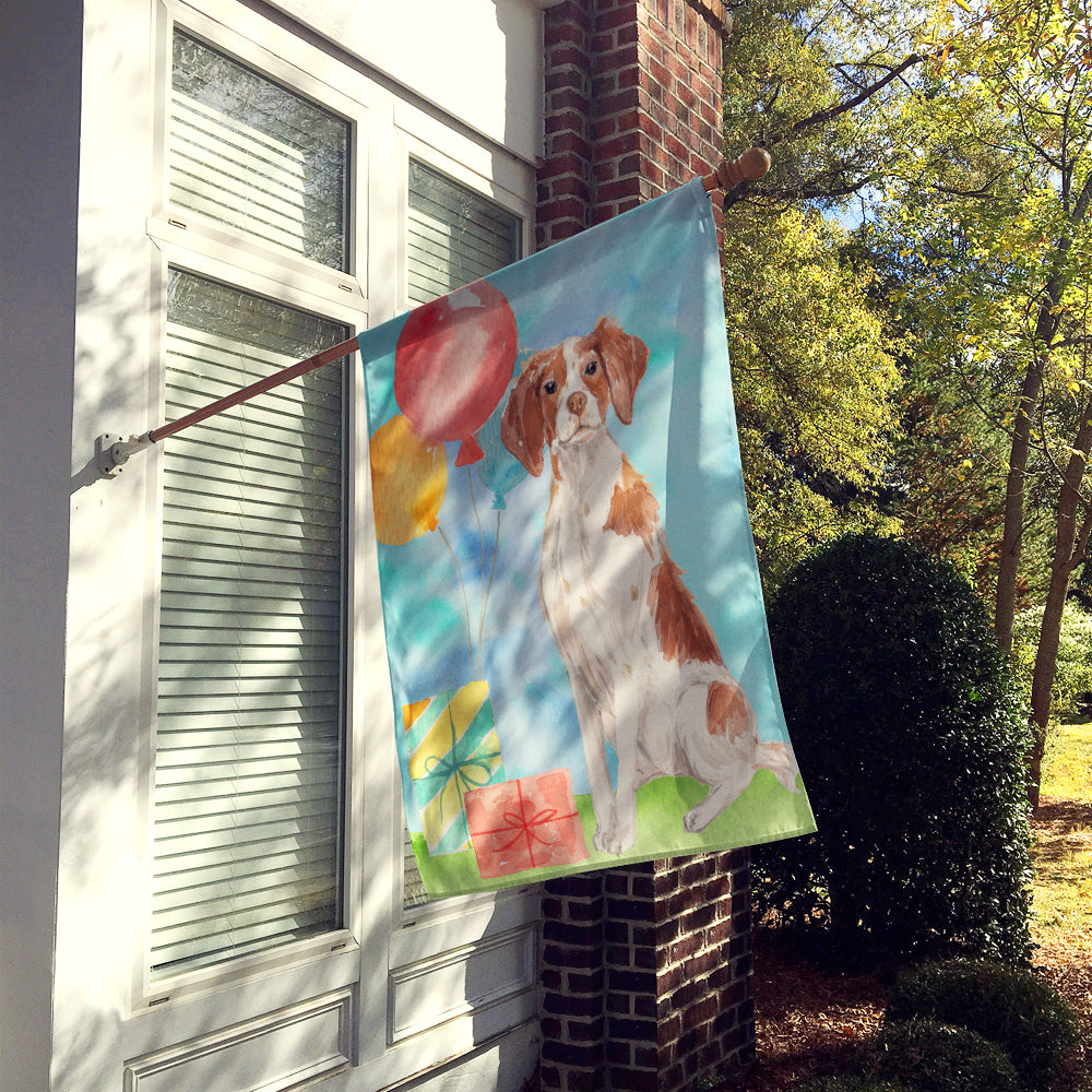 Happy Birthday Brittany Spaniel Flag Canvas House Size CK3233CHF  the-store.com.