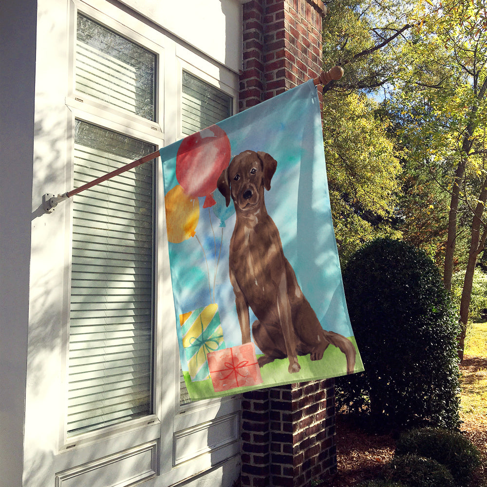 Happy Birthday Chocolate Labrador Retriever Flag Canvas House Size CK3234CHF  the-store.com.