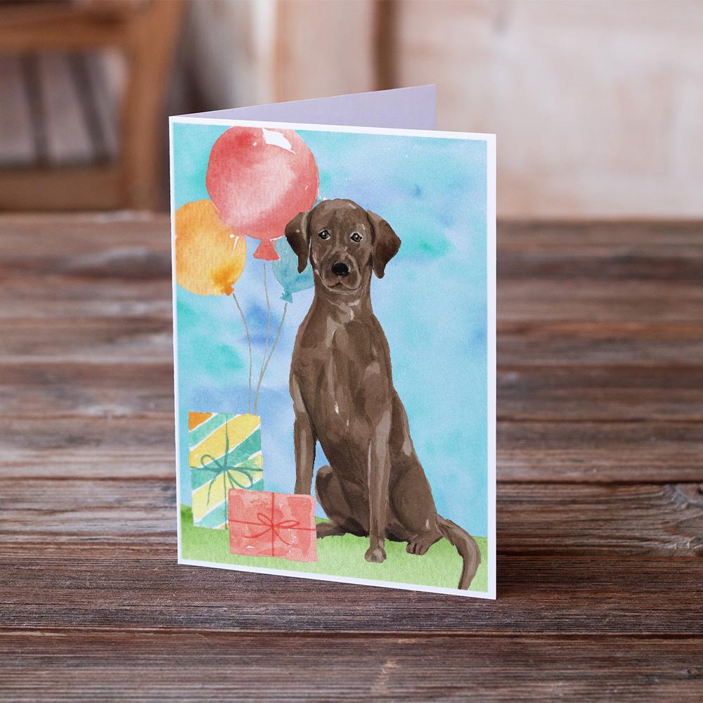 Happy Birthday Chocolate Labrador Retriever Greeting Cards and Envelopes Pack of 8 - the-store.com
