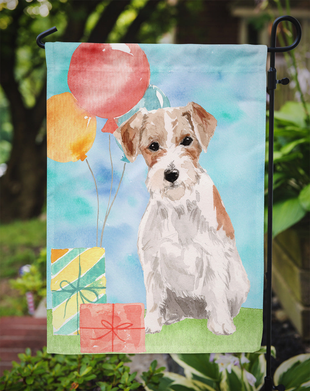 Happy Birthday Jack Russell Terrier Flag Garden Size CK3237GF