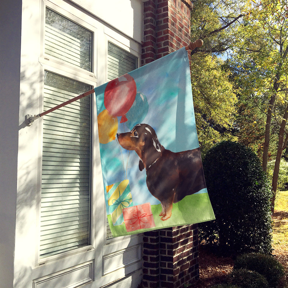 Happy Birthday Black and Tan Dachshund Flag Canvas House Size CK3239CHF  the-store.com.