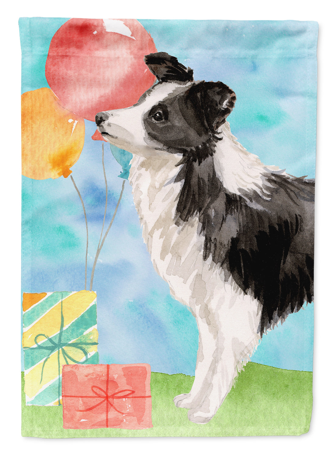 Happy Birthday Border Collie Flag Canvas House Size CK3242CHF  the-store.com.