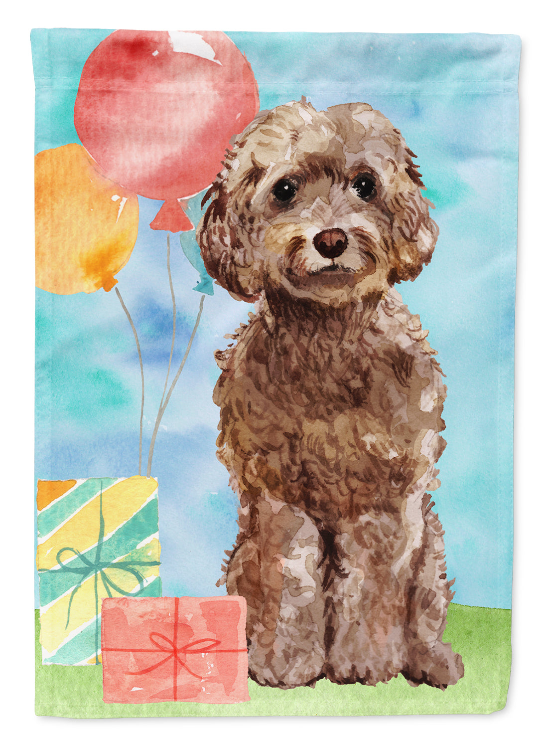 Happy Birthday Brown Cockapoo Flag Canvas House Size CK3243CHF