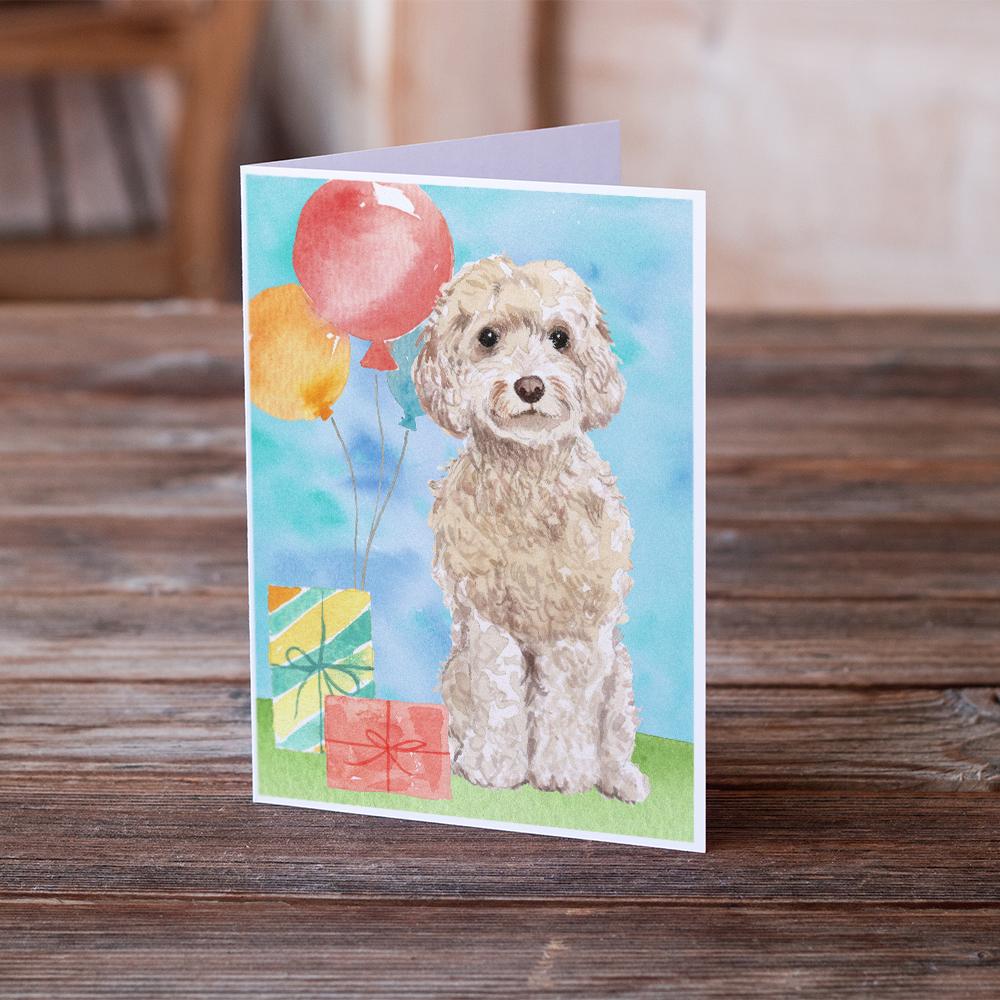 Happy Birthday Champagne Cockapoo Greeting Cards and Envelopes Pack of 8 - the-store.com