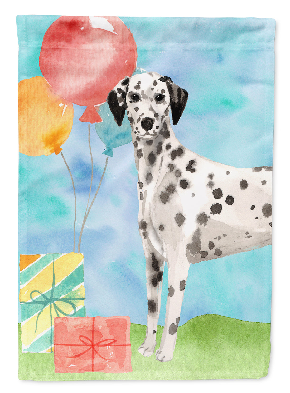 Happy Birthday Dalmatian Flag Canvas House Size CK3249CHF  the-store.com.