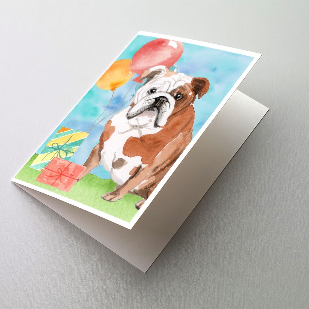 Buy this Happy Birthday English Bulldog Greeting Cards and Envelopes Pack of 8