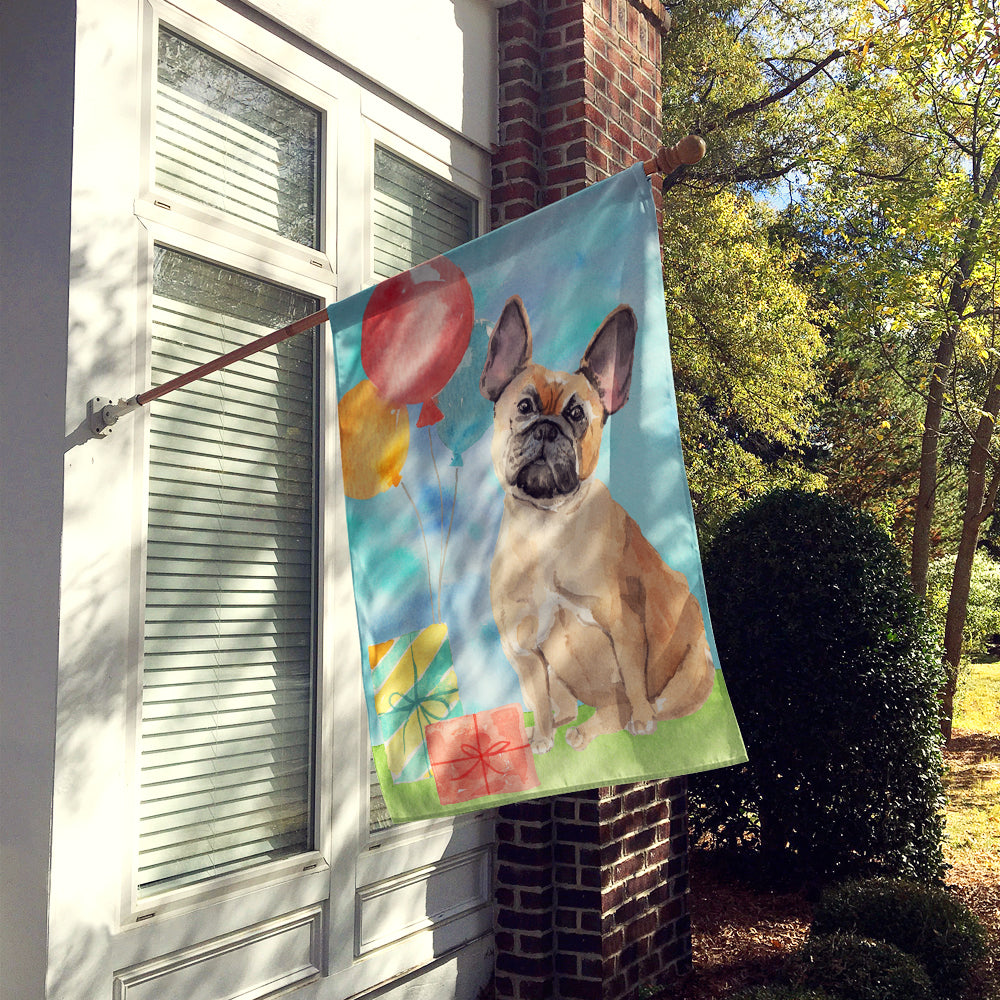 Happy Birthday Fawn French Bulldog Flag Canvas House Size CK3251CHF  the-store.com.