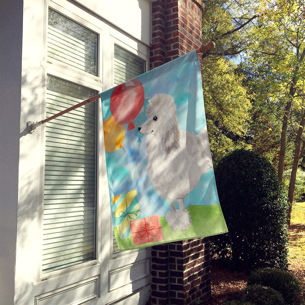 Happy Birthday Silver Poodle Flag Canvas House Size CK3255CHF  the-store.com.