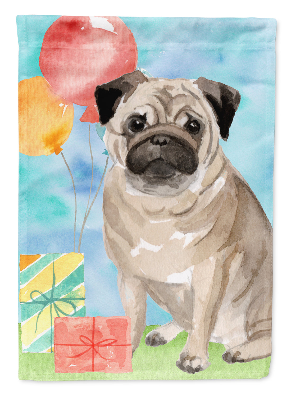 Happy Birthday Pug Flag Canvas House Size CK3260CHF  the-store.com.