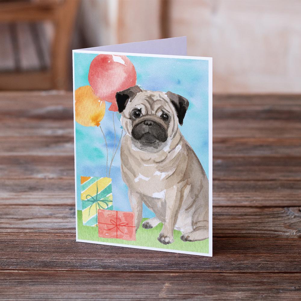 Happy Birthday Pug Greeting Cards and Envelopes Pack of 8 - the-store.com