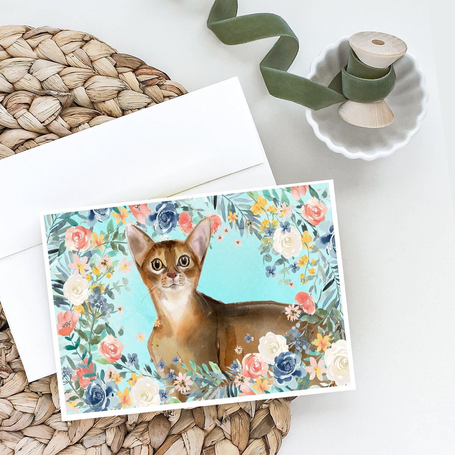 Abyssinian Spring Flowers Greeting Cards and Envelopes Pack of 8 - the-store.com