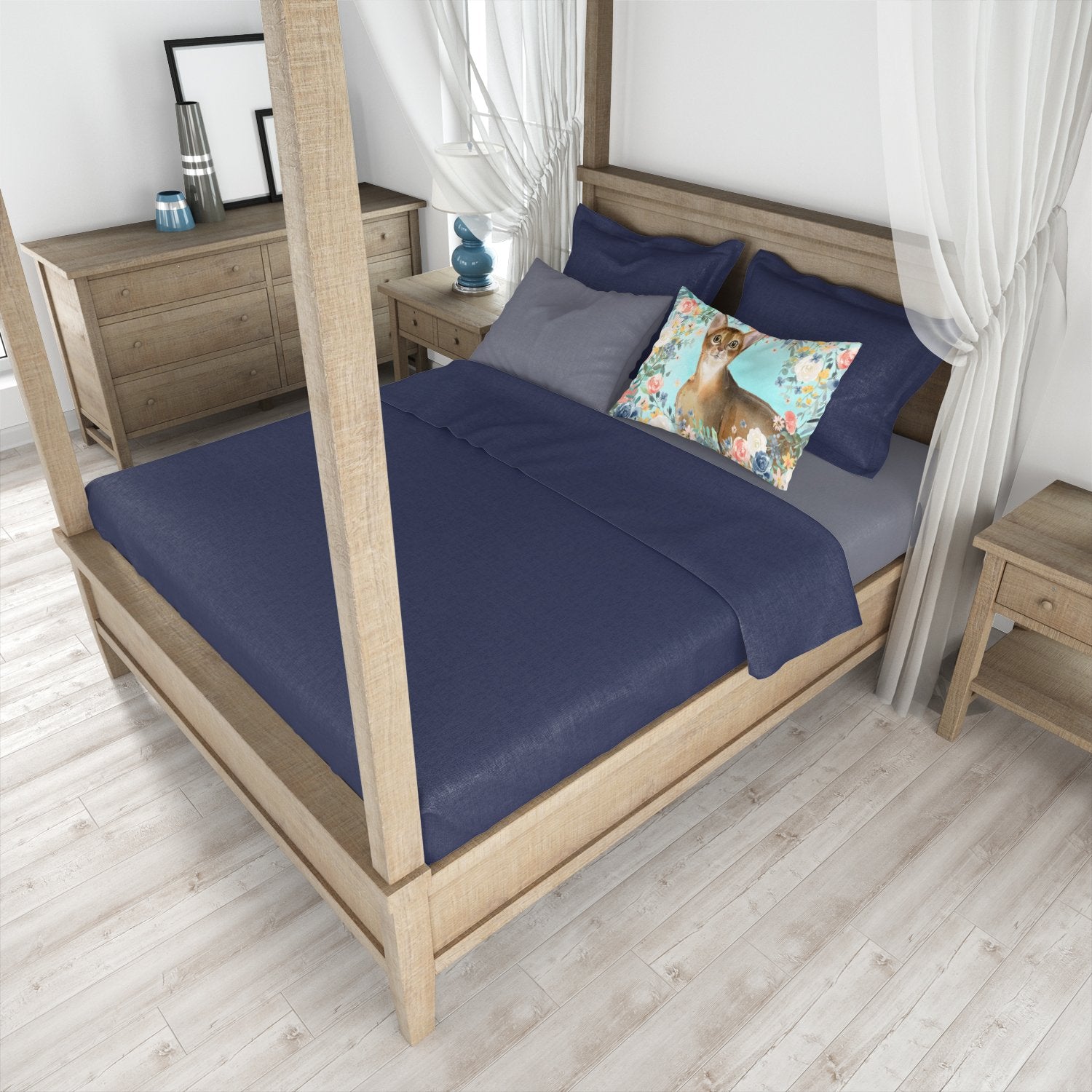 Caroline's Treasures Abyssinian Spring Flowers Standard Pillowcase – Artistic Decorative Front, White Back CK3386PILLOWCASE