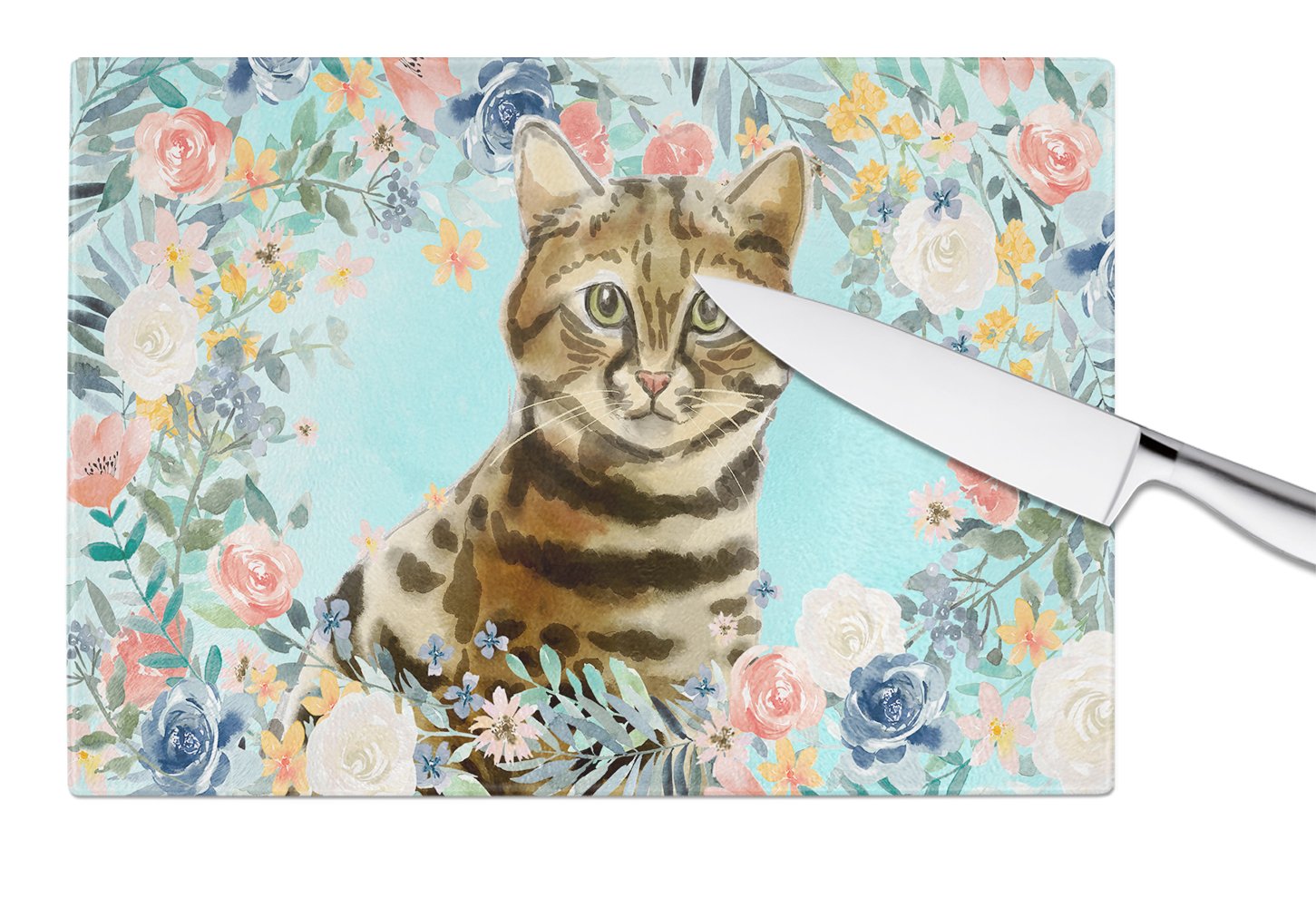 Bengal Spring Flowers Glass Cutting Board Large CK3389LCB by Caroline's Treasures