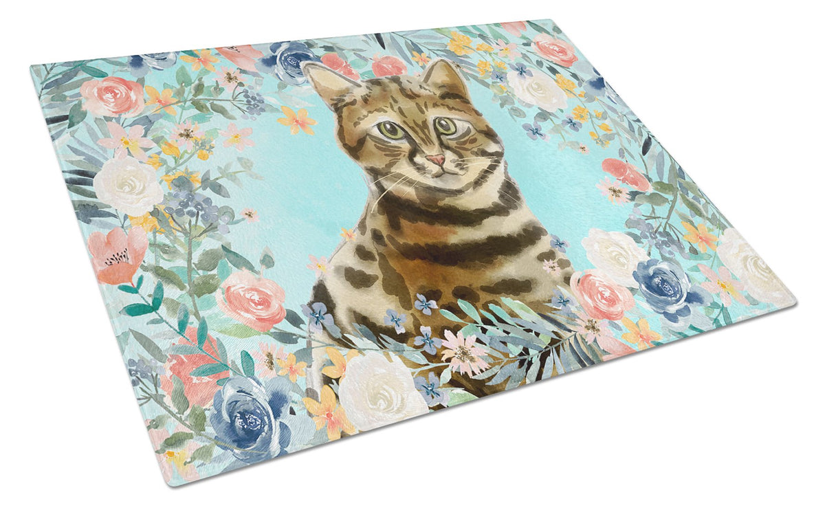 Bengal Spring Flowers Glass Cutting Board Large CK3389LCB by Caroline&#39;s Treasures