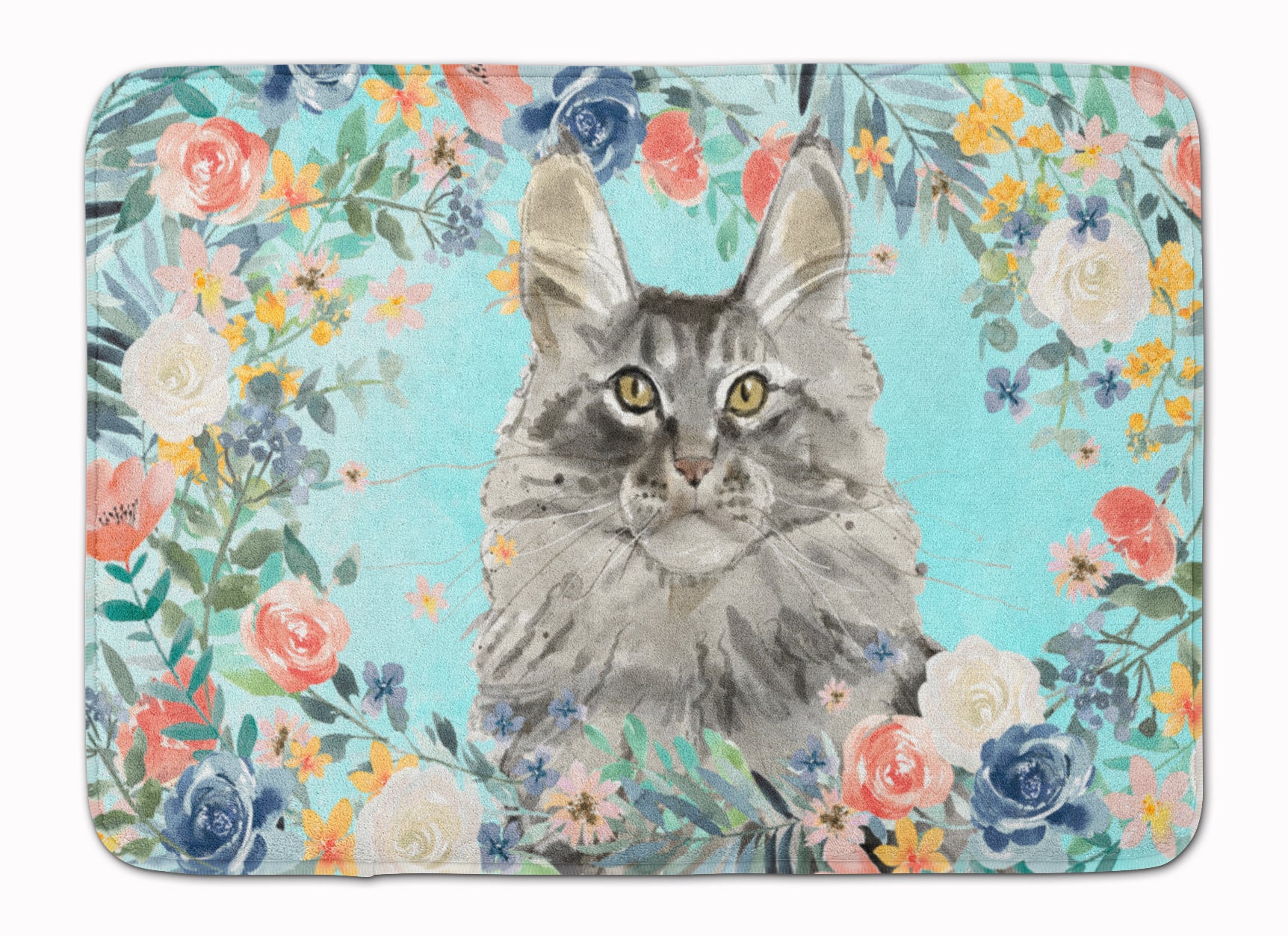 Maine Coon Spring Flowers Machine Washable Memory Foam Mat CK3393RUG - the-store.com