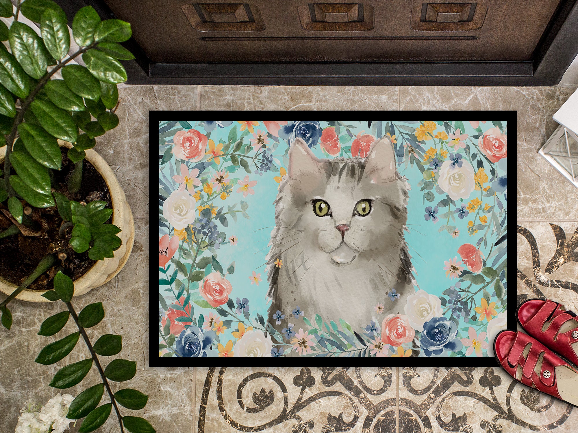 Ragamuffin Spring Flowers Indoor or Outdoor Mat 18x27 CK3395MAT - the-store.com