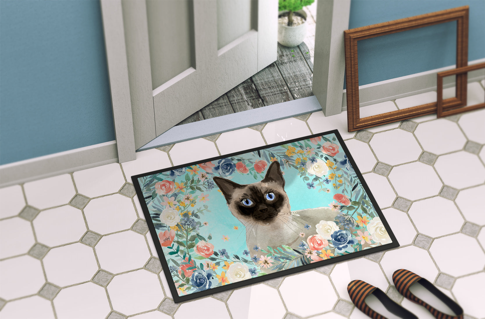 Siamese Spring Flowers Indoor or Outdoor Mat 18x27 CK3398MAT - the-store.com