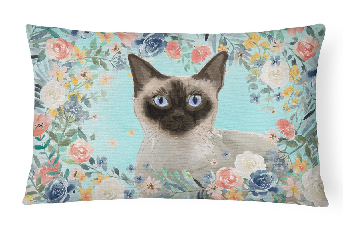 Siamese Spring Flowers Canvas Fabric Decorative Pillow CK3398PW1216 by Caroline&#39;s Treasures