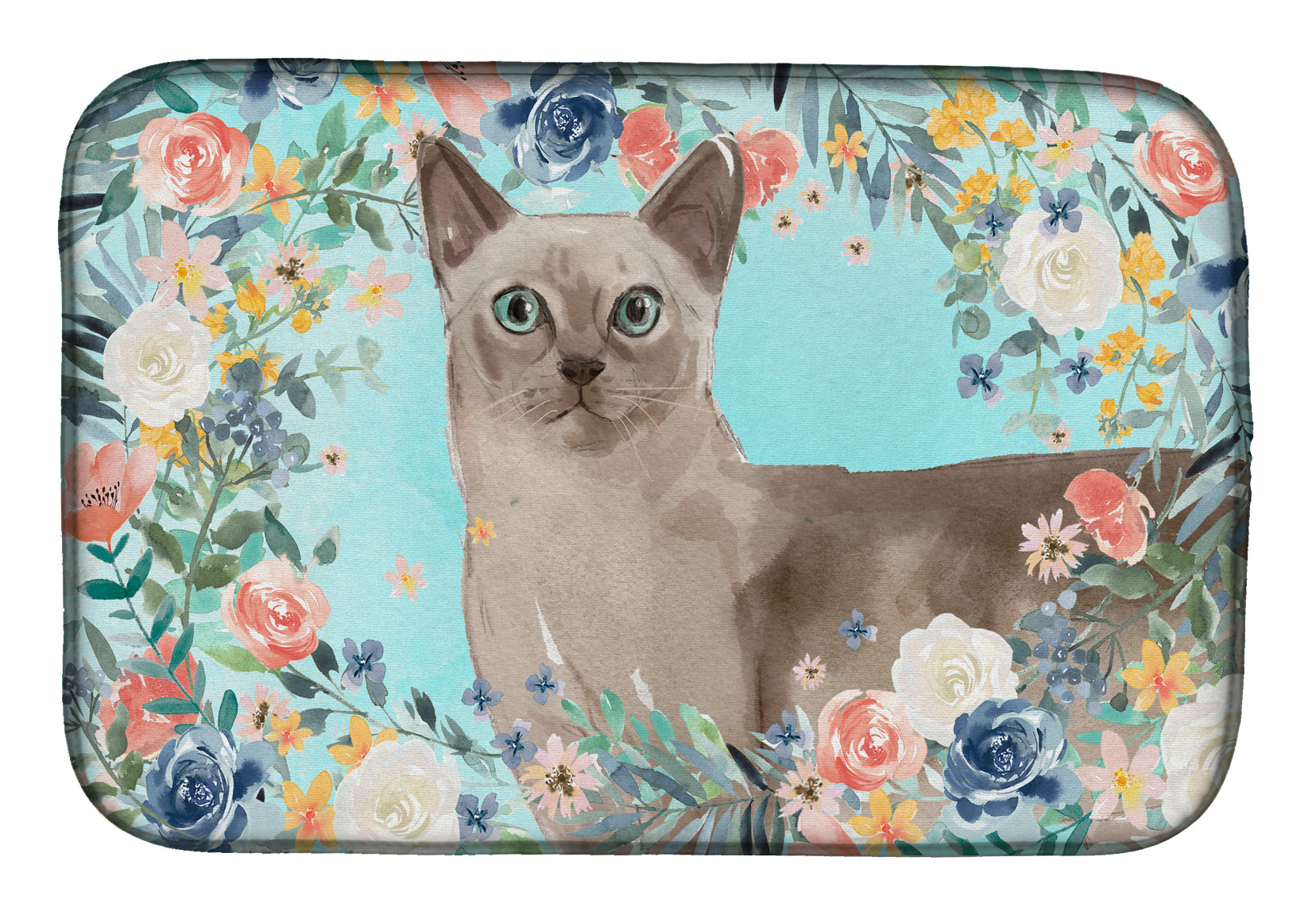 Tonkinese Spring Flowers Dish Drying Mat CK3400DDM  the-store.com.