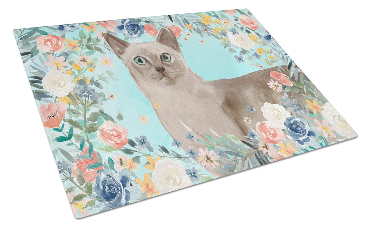 Tonkinese Spring Flowers Glass Cutting Board Large CK3400LCB by Caroline&#39;s Treasures